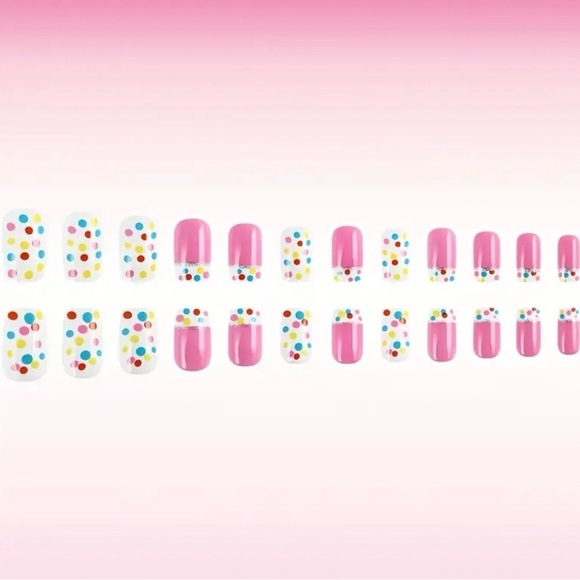Pink Polka Dot Themed Fake Press On Nails NWT - Picture 3 of 11